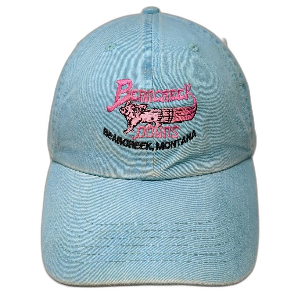 Fahrenheit Baseball Cap Blue One Size Bearcreek Downs Montana Pig Racing Hat